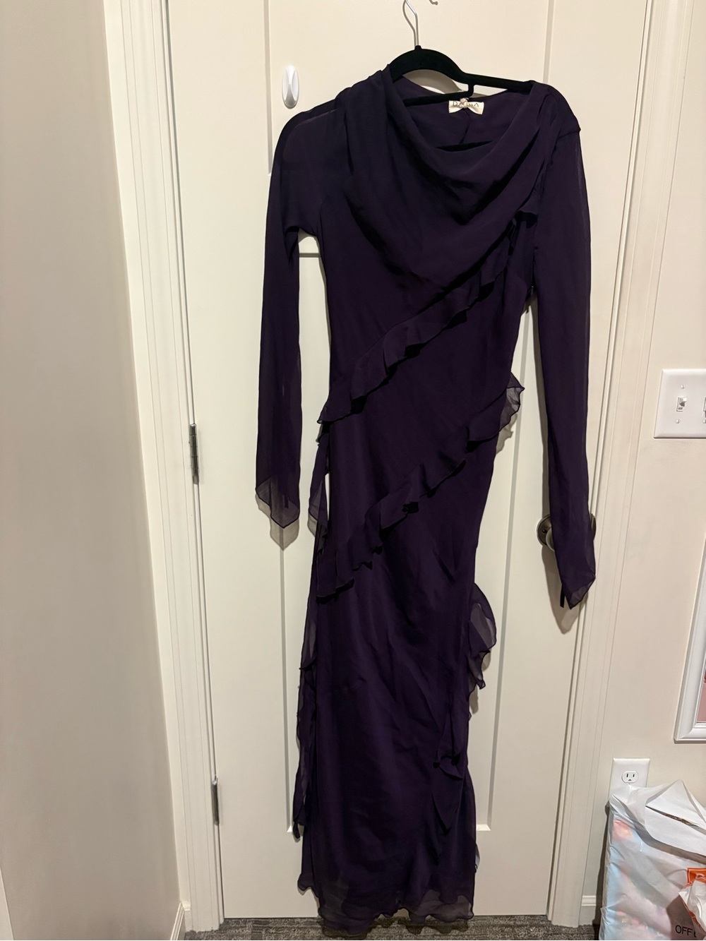 Daska chiffon maxi dress with frill details in purple Medium NWT - Picture 4 of 8